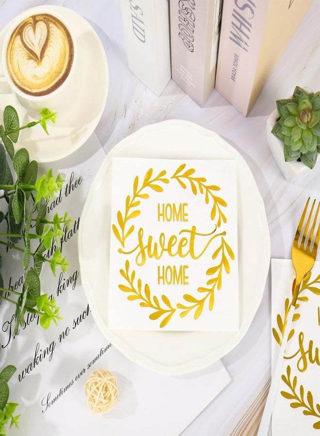 JarThenaAMCS مناديل ورقية للاستخدام مرة واحدة من JarThenaAMCS، 50 قطعة، بتصميم سنابل قمح ذهبية اللون، هدية مثالية للمنزل الجديد، مثالية لحفلات الانتقال إلى منزل جديد. - Image 3